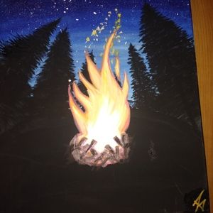 Cozy campfire painting
